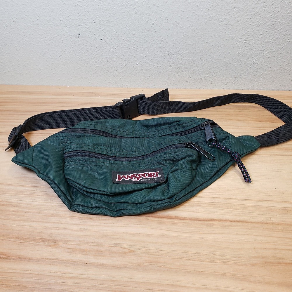 Vintage Jansport Belt Bag Fanny Pack Emerald Green Gorpcore Hiking 90's Sporty